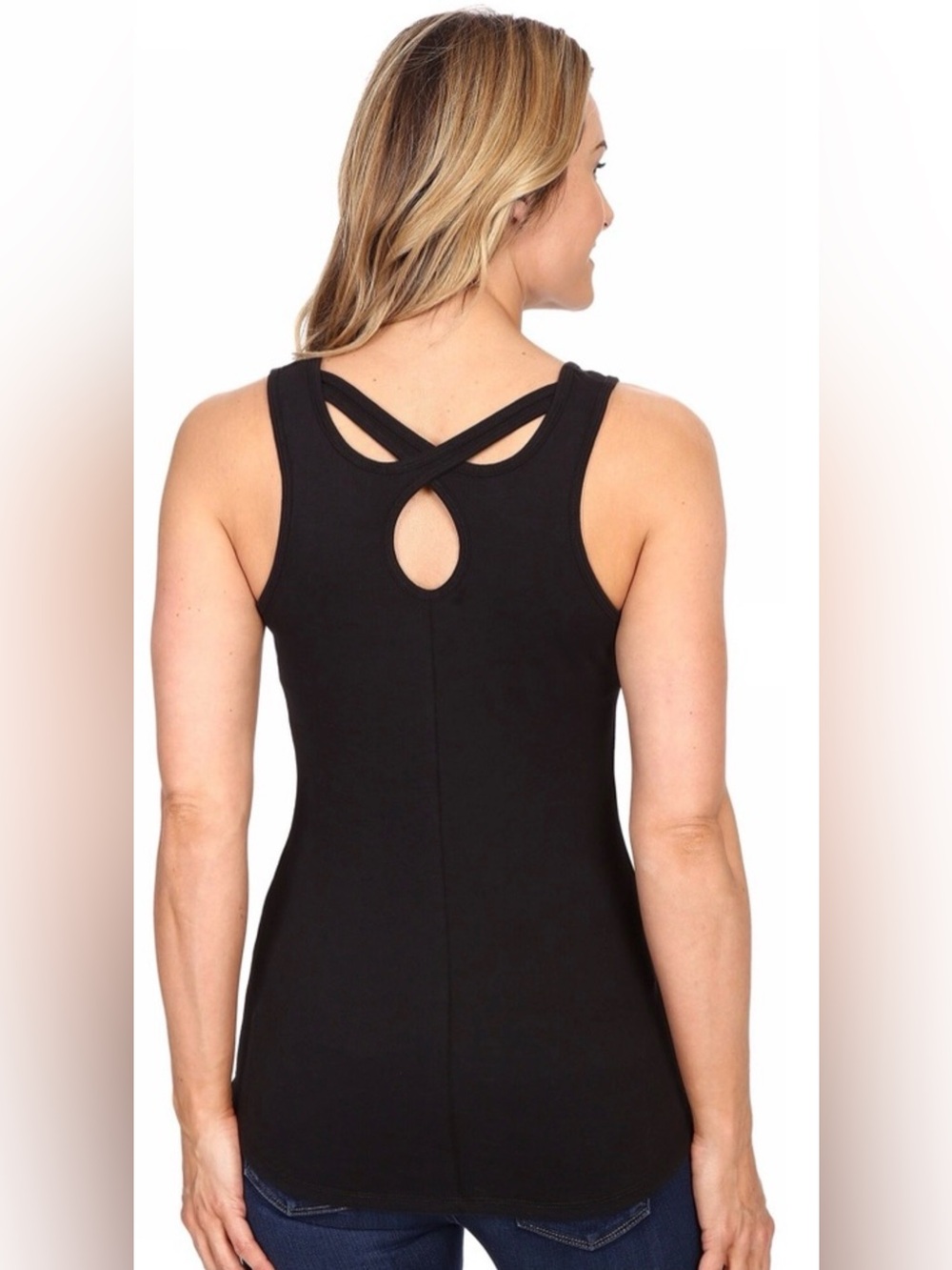 The North Face Breezeback Knit Tank Top Black Cross Back Keyhole Medium - Picture 1 of 13
